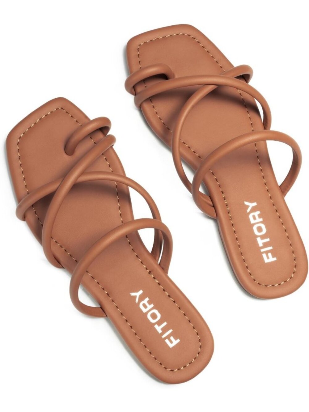 Women's All Brown Summer Flat Toe Ring Thong Open Toe Cross Strap Fashion Shoes